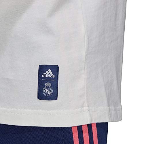 Adidas Real Madrid Temporada 2020/21 Camiseta Paseo con Escudo Oficial, Unisex, Blanco, XXL