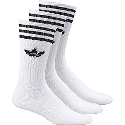 Adidas Solid Crew, Calcetines Unisex Adulto, blanco / negro, 31/34, paquete de 3