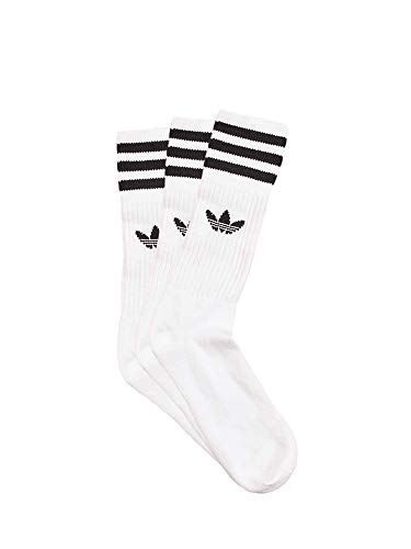 Adidas Solid Crew, Calcetines Unisex Adulto, blanco / negro, 31/34, paquete de 3