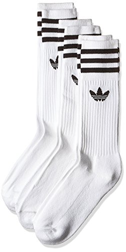 adidas Solid Crew, Calcetines Unisex Adulto, blanco/negro, 27-30, paquete de 3