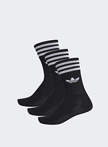 Adidas Solid Crew, Calcetines Unisex Adulto, negro / blanco, 35/38, paquete de 3