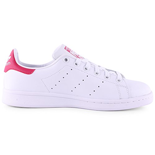 adidas Stan Smith J, Zapatillas Unisex Adulto, Blanco (Footwear White/Footwear White/Bold Pink 0), 36 EU