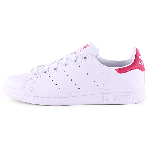 adidas Stan Smith J, Zapatillas Unisex Adulto, Blanco (Footwear White/Footwear White/Bold Pink 0), 36 EU