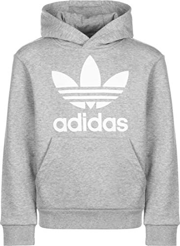 adidas Trefoil Hoodie Sweatshirt, Unisex niños, Medium Grey Heather/White, 910Y