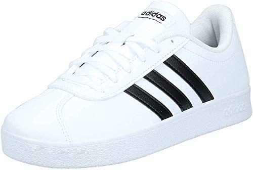 Adidas VL Court 2.0 K, Zapatillas de Deporte Unisex Adulto, Blanco (Footwear White/Core Black/Footwear White 0), 38 2/3 EU