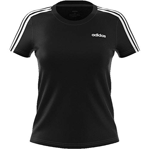 adidas W E 3S Slim tee Camiseta de Manga Corta, Mujer, Black/White, 2XS adidas W E 3S Slim tee Camiseta de Manga Corta, Mujer, Black/White, 2XS
