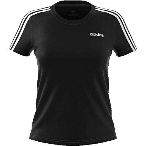 adidas W E 3S Slim tee Camiseta de Manga Corta, Mujer, Black/White, 2XS