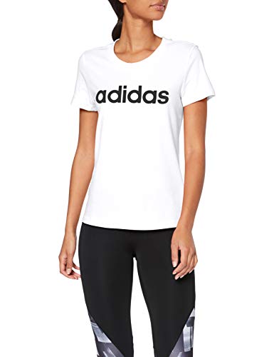 adidas W E Lin Slim T T-Shirt, Mujer, White/Black, M