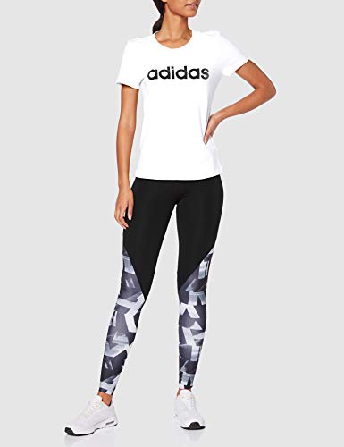 adidas W E Lin Slim T T-Shirt, Mujer, White/Black, M