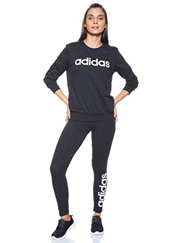 adidas W E Lin Sweat Sudadera, Mujer, Negro (Black/White), XS