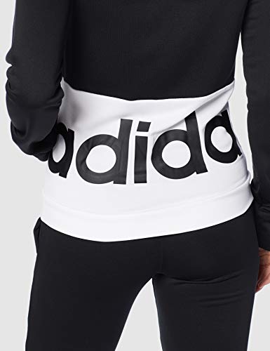 adidas WTS Lin Ft Hood - Chándal para Mujer, White/Black, L adidas WTS Lin Ft Hood - Chándal para Mujer, White/Black, L