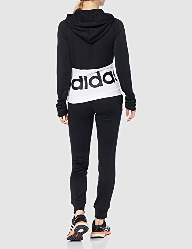 adidas WTS Lin Ft Hood - Chándal para Mujer, White/Black, L adidas WTS Lin Ft Hood - Chándal para Mujer, White/Black, L