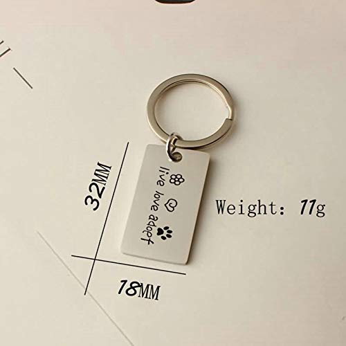 Adokiss Llavero de acero inoxidable con grabado en inglés "Live Love adoef", 18 x 32 mm Adokiss Llavero de acero inoxidable con grabado en inglés "Live Love adoef", 18 x 32 mm