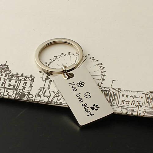 Adokiss Llavero de acero inoxidable con grabado en inglés "Live Love adoef", 18 x 32 mm Adokiss Llavero de acero inoxidable con grabado en inglés "Live Love adoef", 18 x 32 mm
