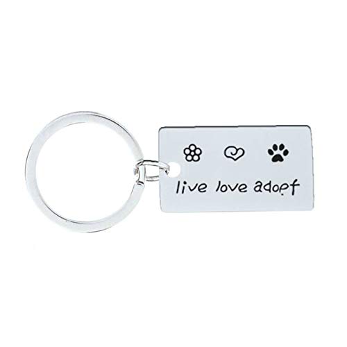 Adokiss Llavero de acero inoxidable con grabado en inglés "Live Love adoef", 18 x 32 mm