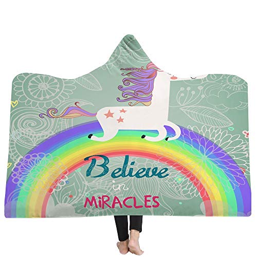 AdoraBlanket Manta Encapuchada del Arco Iris de la impresión 3D Manta casera Manta Gruesa de los niños de la Manta de la Siesta de la Manta de la Siesta, 130X150CM