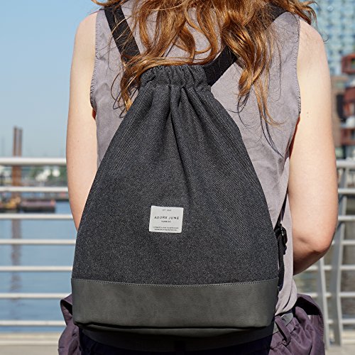 Adore June Daypack Bob Moderno Mochila con Cordón para Deportes, Viajes y Ciudad, Bolsa de Gimnasia para Mujeres y Hombres con Bolsillo Interior y Bolsa de Seguridad con Cremallera, Antracita Adore June Daypack Bob Moderno Mochila con Cordón para Deportes, Viajes y Ciudad, Bolsa de Gimnasia para Mujeres y Hombres con Bolsillo Interior y Bolsa de Seguridad con Cremallera, Antracita
