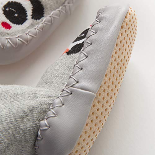 Adorel Calcetines Zapatos Antideslizantes Forros Bebé 2 Pare Azul Zorro & Gris Panda 21-22 (Tamaño del Fabricante 14)