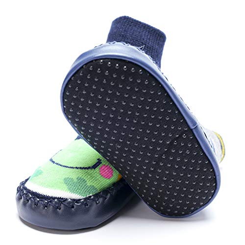 Adorel Calcetines Zapatos Antideslizantes para Bebé 3 Pares Happybaby & Rana & Mono 24-25 (Tamaño del Fabricante 16)