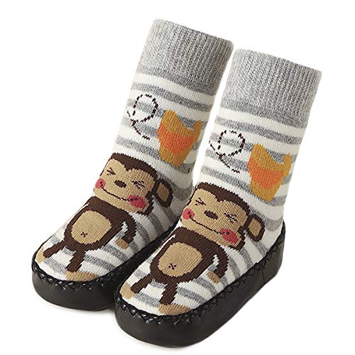 Adorel Calcetines Zapatos Antideslizantes para Bebé 3 Pares Happybaby & Rana & Mono 24-25 (Tamaño del Fabricante 16)