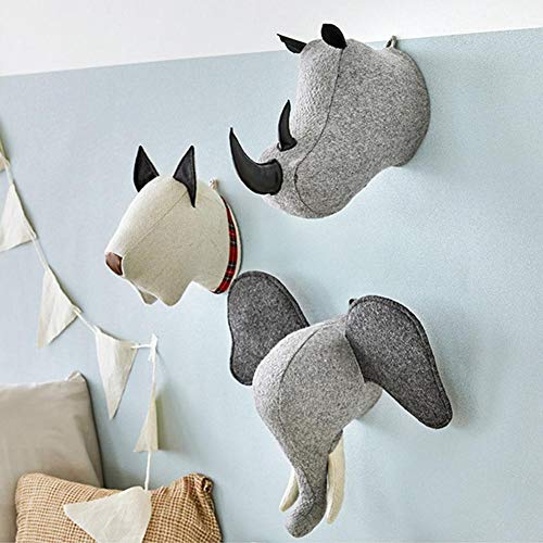 Adorno de cabeza de animal colgante de pared, cabeza de felpa Cabeza de animal de peluche Decoración de pared Cabeza de felpa Montaje de pared para niños Habitación de niños Habitación de guardería