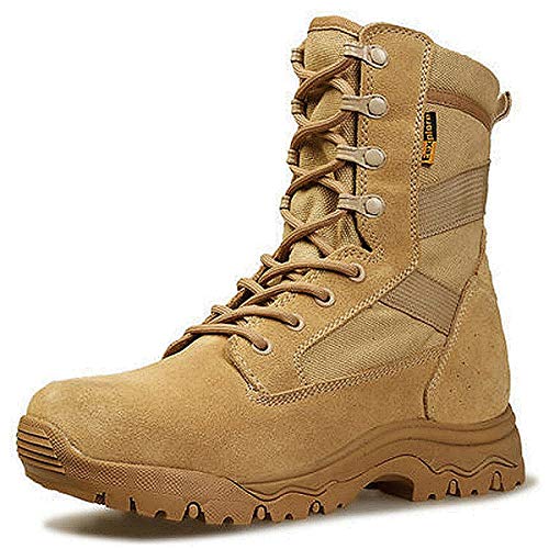 Aegilmcshoes Botas De Combate Táctico del Ejército Transpirable Equipo Militar Zapatos Desierto De Los Hombres De Caza De Alta, El Eje Impermeable Resistente Al Desgaste Táctico Militar,Amarillo,43EU