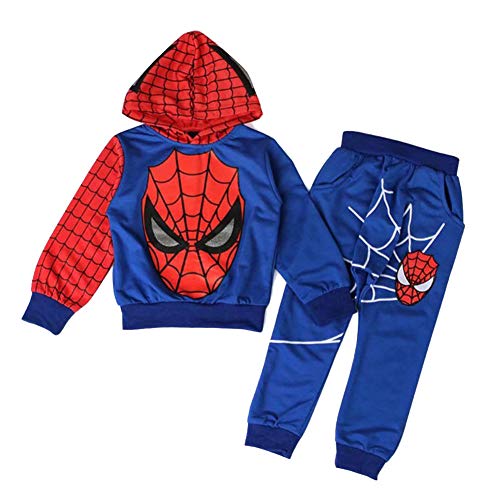 AEIL Boys Casual Chándal Sudaderas con Capucha Niños Traje de 2 Piezas Spiderman Cosplay Set Traje de Manga Larga Traje Deportivo Ropa Mono