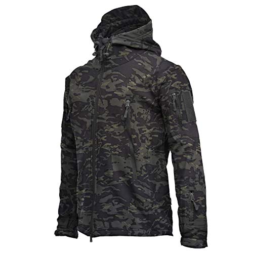 Aerlan Chaqueta de Entretiempo con Capucha,Abrigo Oversize,Chaqueta de Exterior Suave a Prueba de Viento,Impermeable,Transpirable y cálida-H_M #