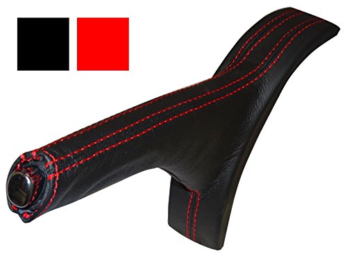 AERZETIX: Funda para manija de Freno de mano - 100% Piel Genuina - Color de Piel: Negro - Color de Costuras: Rojo
