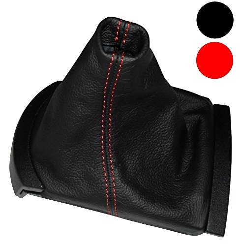 AERZETIX - Funda para palanca de cambios - 100% Piel Genuina - Color de Piel: Negro - Color de Costuras: Rojo AERZETIX - Funda para palanca de cambios - 100% Piel Genuina - Color de Piel: Negro - Color de Costuras: Rojo