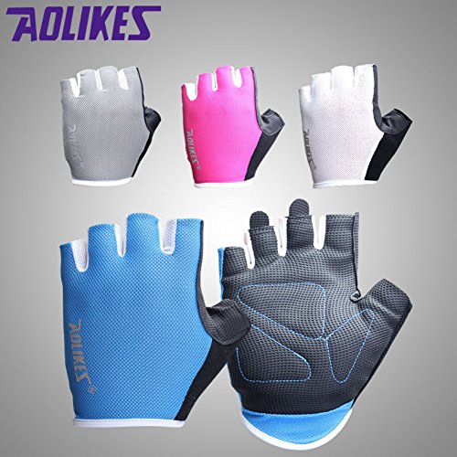 Aesy Guantes de gimnasio para mujeres/hombres, para entrenamiento corporal, para construcción, fitness, ejercicio, levantamiento de pesas (talla S, 17 – 18 cm), color rosa