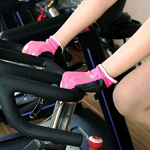 Aesy Guantes de gimnasio para mujeres/hombres, para entrenamiento corporal, para construcción, fitness, ejercicio, levantamiento de pesas (talla S, 17 – 18 cm), color rosa
