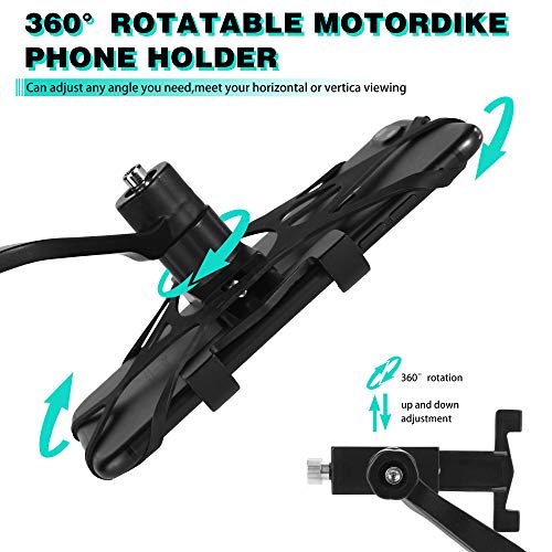 AETKFO Soporte Movil Moto, Porta Movil Motocicleta para Espejo Retrovisor Teléfono Soporte Aluminio Supporto Telefono per Soporte Bicicleta para 4.0-6.5 Pulgadas Smartphone, Rotación de 360 Grados