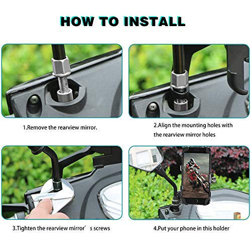 AETKFO Soporte Movil Moto, Porta Movil Motocicleta para Espejo Retrovisor Teléfono Soporte Aluminio Supporto Telefono per Soporte Bicicleta para 4.0-6.5 Pulgadas Smartphone, Rotación de 360 Grados AETKFO Soporte Movil Moto, Porta Movil Motocicleta para Espejo Retrovisor Teléfono Soporte Aluminio Supporto Telefono per Soporte Bicicleta para 4.0-6.5 Pulgadas Smartphone, Rotación de 360 Grados