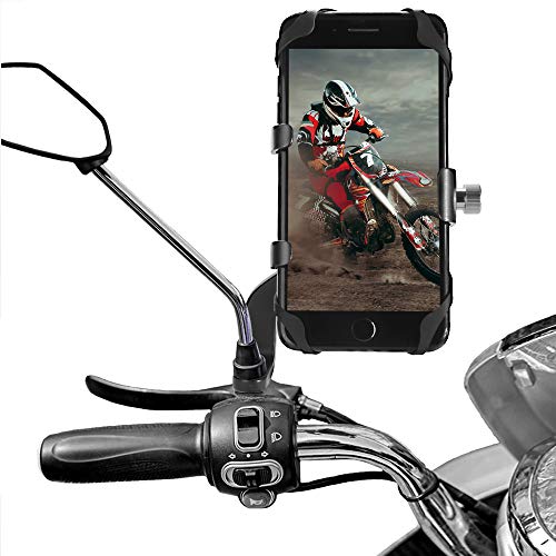 AETKFO Soporte Movil Moto, Porta Movil Motocicleta para Espejo Retrovisor Teléfono Soporte Aluminio Supporto Telefono per Soporte Bicicleta para 4.0-6.5 Pulgadas Smartphone, Rotación de 360 Grados