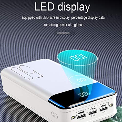 AEU 50000Mah Power Bank USB C Rápido Cargador Portátil, Bateria Externa Móvil Gran Capacidad con 3 Entradas Y 3 Salidas Y Pantalla LCD, para Móviles Y Tabletas Etc