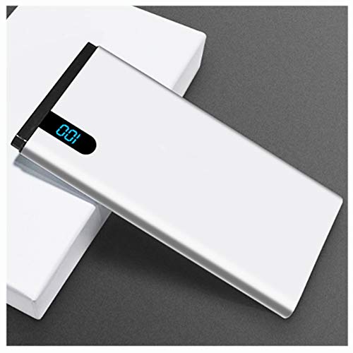 AEU Power Bank 10000Mah Ultradelgado Batería Externa Móvil Cargador Móvil Portátil Cargador Movil Portátil con Pantalla LED Baterías Externas para Móviles Tabletas Y Más,Plata