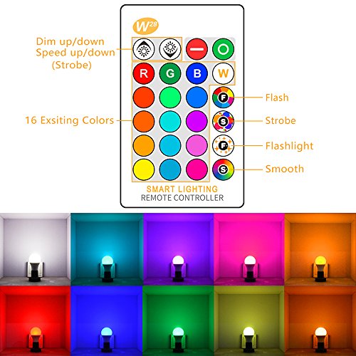 AEUWIER Bombilla de luz que cambia de color,E27 10W Cool White Edison Screw RGBW Bombillas de luz LED con control remoto de 24 teclas,función de memoria,16 colores ajustables(equivalente a 65W) AEUWIER Bombilla de luz que cambia de color,E27 10W Cool White Edison Screw RGBW Bombillas de luz LED con control remoto de 24 teclas,función de memoria,16 colores ajustables(equivalente a 65W)