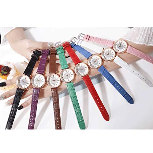 Afairy Banda de Cuero Mujer del Reloj de Manera de Las señoras Relojes con Pulsera de Cuarzo de Definir el Movimiento de Reloj de Pulsera de Mujer de Cuarzo del Rhinestone (Color : E) Afairy Banda de Cuero Mujer del Reloj de Manera de Las señoras Relojes con Pulsera de Cuarzo de Definir el Movimiento de Reloj de Pulsera de Mujer de Cuarzo del Rhinestone (Color : E)