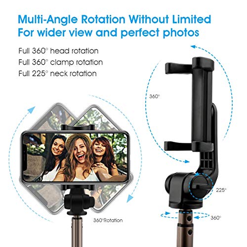AFAITH Palo Selfie Trípode Bluetooth con Obturador Remoto Inalámbrico,Flexible 360° Rotación Trípode para Movil,Mini Monópode Extensible Selfie Stick para iPhone,Huawei y Otros Android/iOS Teléfono