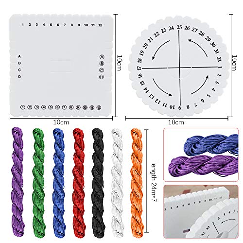 AFASOES 2 Pcs Disco Kumihimo Redondo y Cuadrado + Cuerda Trenzada 1mm, Disco Macrame Trenzado Cuerda de Poliester para Tejer para Abalorios para Hacer Pulseras y Joyas AFASOES 2 Pcs Disco Kumihimo Redondo y Cuadrado + Cuerda Trenzada 1mm, Disco Macrame Trenzado Cuerda de Poliester para Tejer para Abalorios para Hacer Pulseras y Joyas