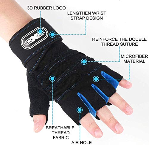 AFIT Guantes Gimnasio, Guantes de Ciclismo Transpirable Antideslizante con Protección Completa de Muñeca y Palma para Levantamiento de Pesas, Crossfit, Guantes Fitness para Mujer y Hombre(Negro, L)