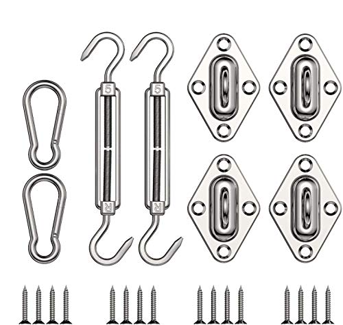 Afufu Kit de Montaje para Toldo, Set de Montaje de 24 Piezas de Acero Inoxidable Sun Shade Sail Kit Accesorios de Fijación de Hardware para la en Garden, Patio, Jardín