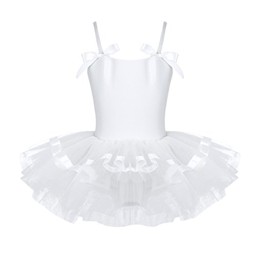 Agoky Baile de Ballet Vestido de Niña Maillot Traje de Ballet Tutú Leotardo Princess Girls Falda de Tul Traje de Carnaval Blanco A 5-6 años