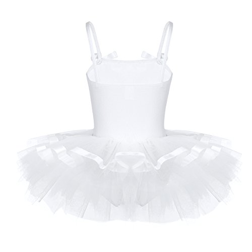 Agoky Baile de Ballet Vestido de Niña Maillot Traje de Ballet Tutú Leotardo Princess Girls Falda de Tul Traje de Carnaval Blanco A 5-6 años