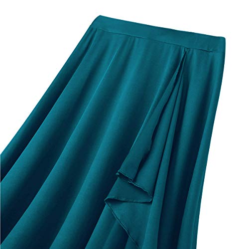 Agoky Falda Irregular de Danza para Mujer Falda Larga de Ballet Baile Flamenco Latino Tango Sevillanas Traje Falda Danza del Vientre Chica Dancewear Verde Small