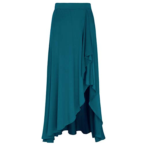 Agoky Falda Irregular de Danza para Mujer Falda Larga de Ballet Baile Flamenco Latino Tango Sevillanas Traje Falda Danza del Vientre Chica Dancewear Verde Small