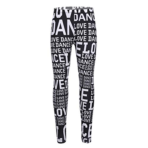 Agoky Leggings Mallas Deportivos de Entrenamiento Yoga Gym Correr Leggins Estampados Pantalones Largos Deporte para Niñas Negro&Blanco 14 años