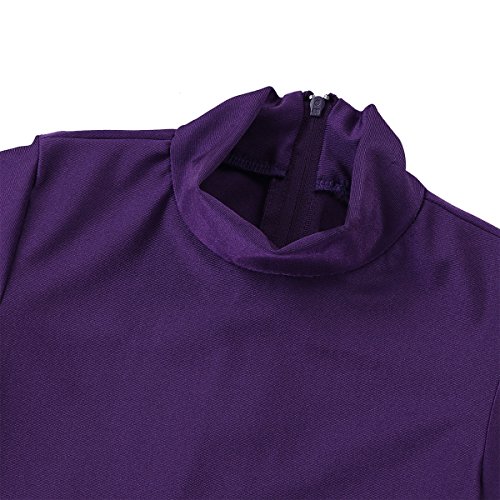 Agoky Maillot de Danza Ballet Manga Larga para Niña Chica Elástico Leotardo de Gimnasia Rítmica Patinaje Mono de Yoga Baile Práctica Traje Bialarina Morado 3-4 años