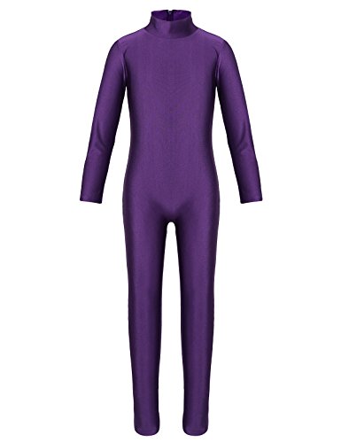 Agoky Maillot de Danza Ballet Manga Larga para Niña Chica Elástico Leotardo de Gimnasia Rítmica Patinaje Mono de Yoga Baile Práctica Traje Bialarina Morado 3-4 años